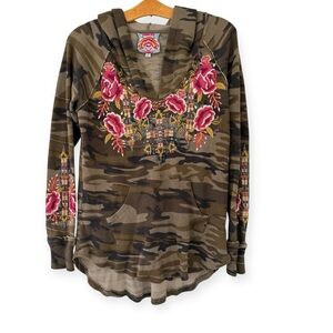 Johnny Was • Axton Embroidered Thermal Hoodie Camo